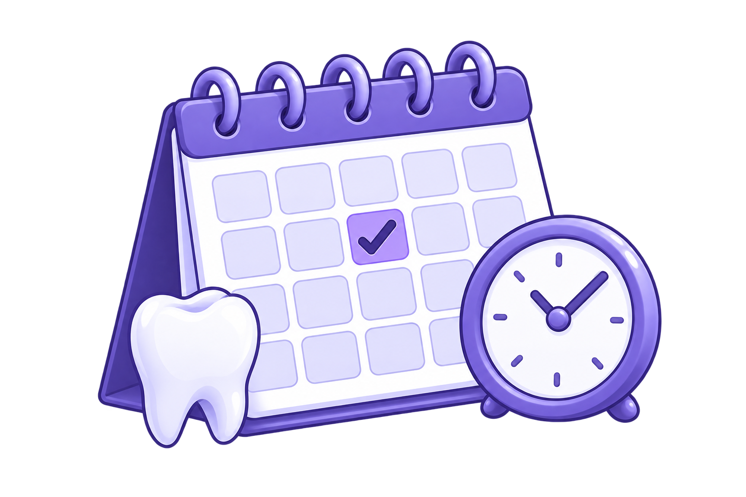 Illustration of a dental appointment calendar and clock