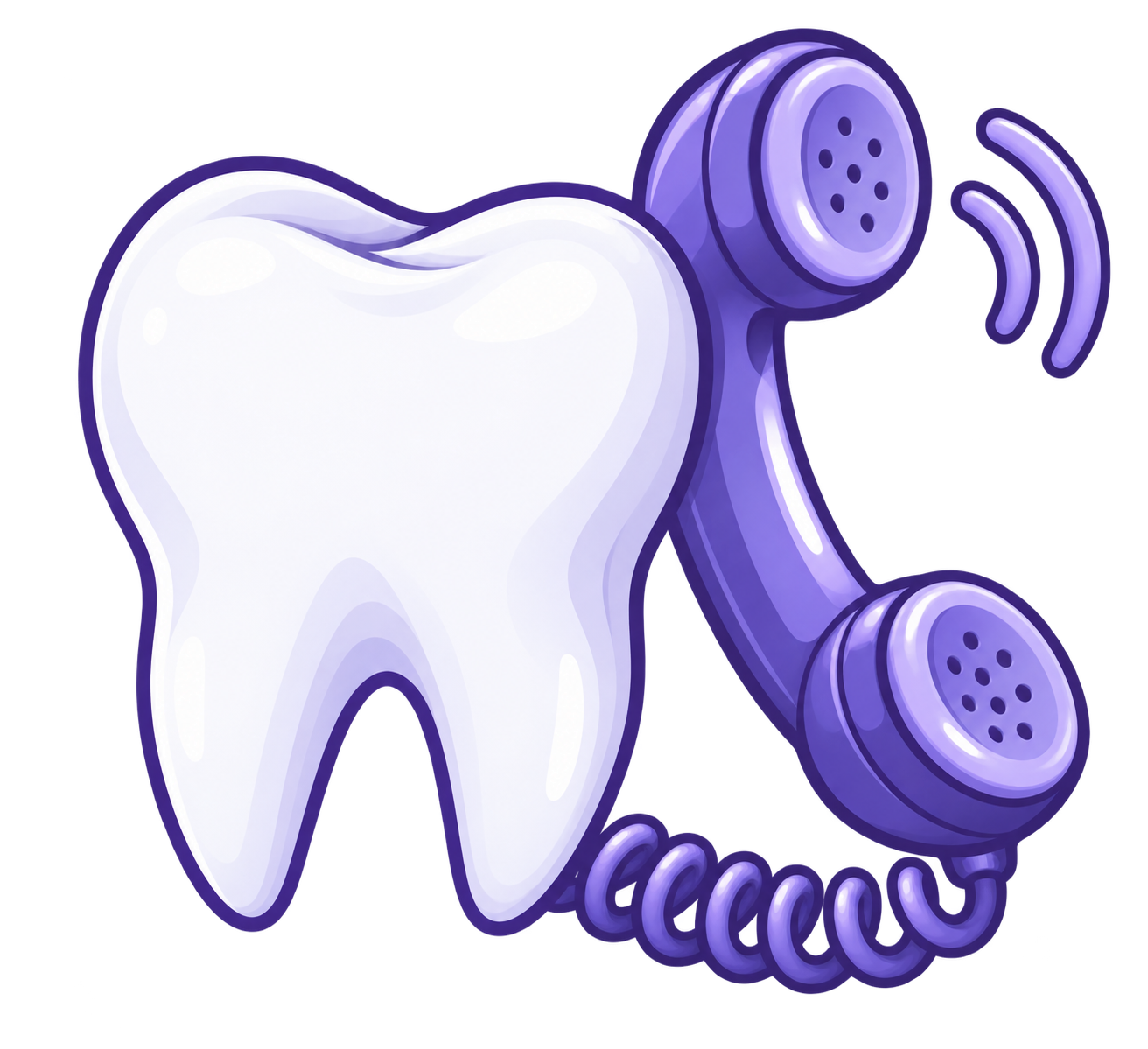 Illustration of a tooth beside a telephone receiver